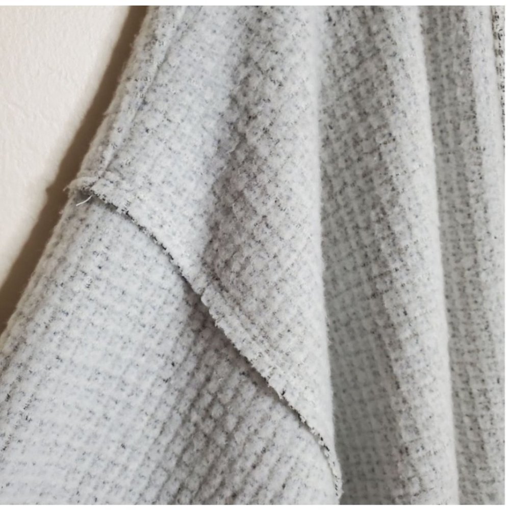 Maeve Lia Hacci Cardigan Sweater S grey open front waffle texture with raw edges - Picture 5 of 10